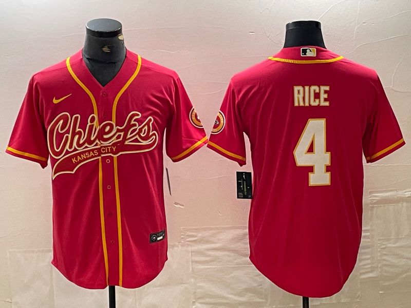 Men Kansas City Chiefs #4 Rice Red Nike 2024 Co Branding Game NFL Jersey style 2->youth nfl jersey->Youth Jersey